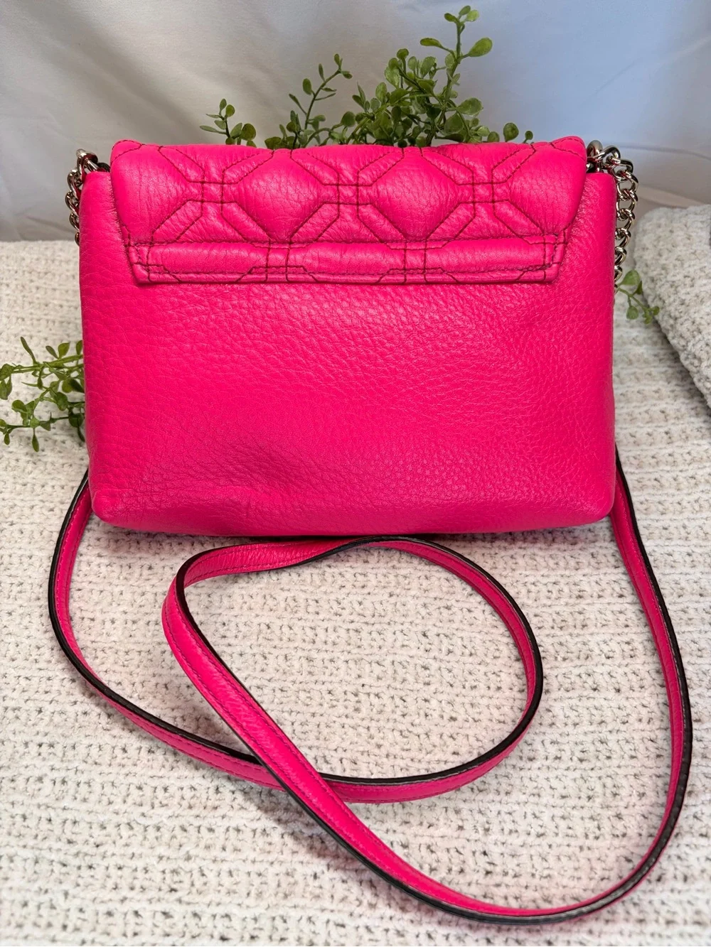 kate spade Hot Pink Quilted Leather Crossbody with gold Turnlock